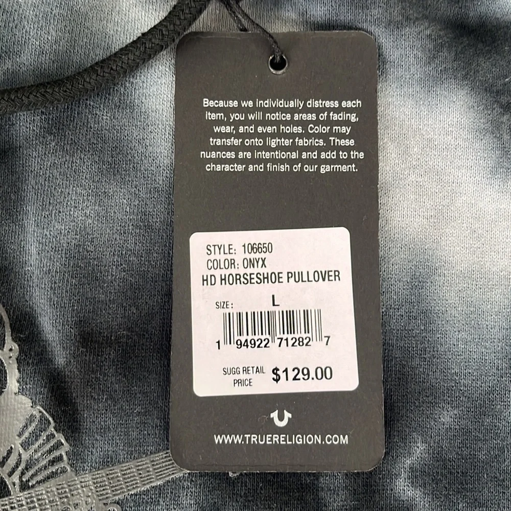 True Religion Logo Horseshoe Pullover Sweatshirt Tie Dye Size L NWT